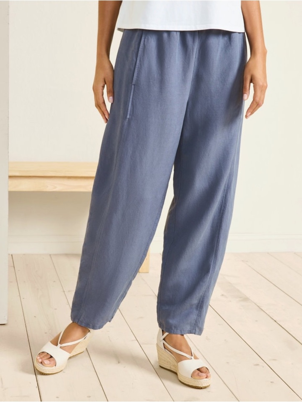 EILEEN FISHER Linen & Silk Ankle-Length Lantern Pants size xs